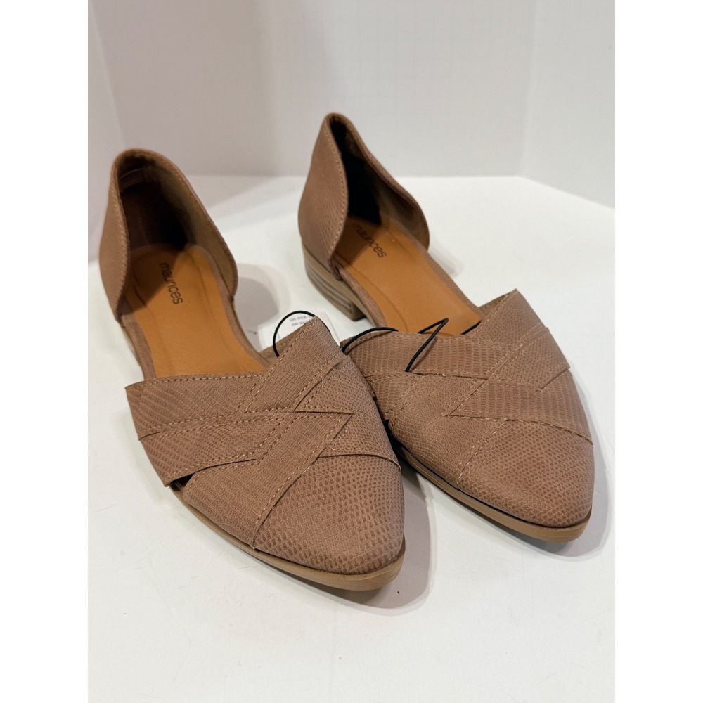 Maurices Shelby Tan Snakeskin Pointed Toe d'Orsay Flats Womens Size 8 NWT